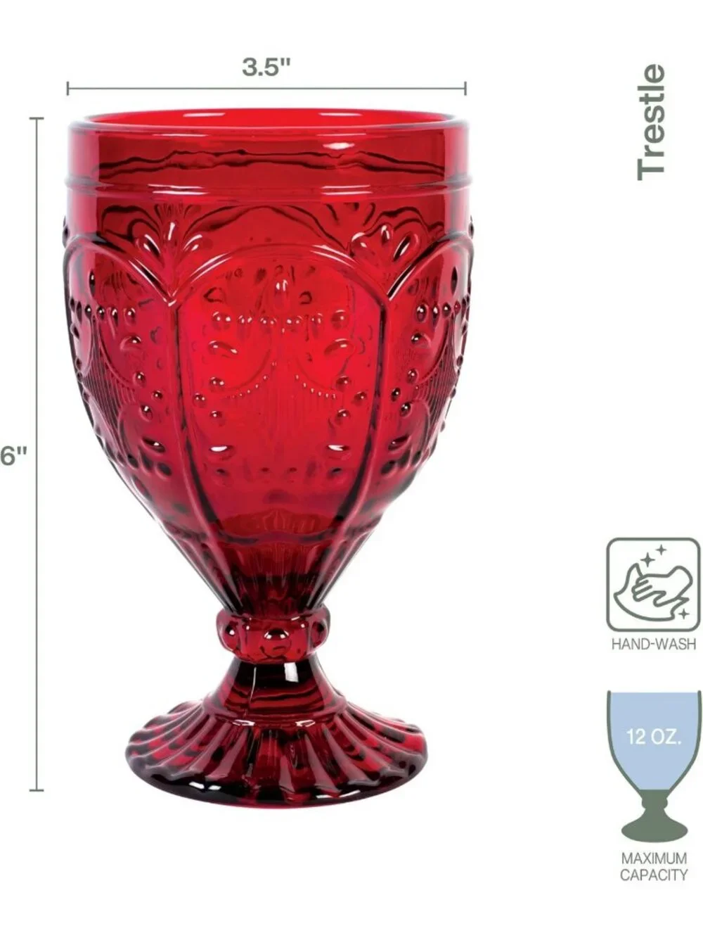 Ornate Red Glass Goblets Set of 4 | Elegant Drinkware for Parties & Events